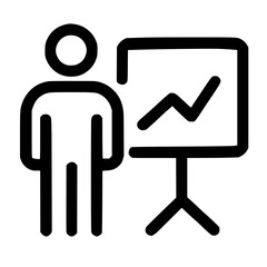 Poster - Outline Simple Man Presenting Graph On Board Business Icon