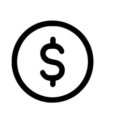 Poster - Simple Outline Round Coin with Dollar Sign Currency Icon