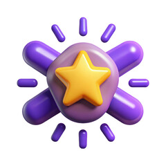 Aufkleber - 3d rendered star symbol with abstract purple shape design on black background