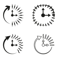 Poster - Cycle arrow icons. Clock motion set. Time loop Vector. Minimal contrast symbols.