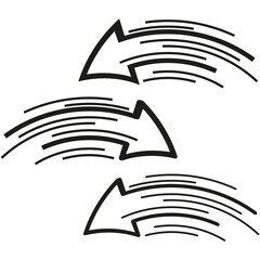 Poster - Curved arrow icon. Sweeping guide strokes. Dynamic arc Vector. Motion path emphasis.