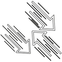 Poster - Slanted arrow pair. Downward motion symbol. Fast speed Vector. Angled flow graphic.