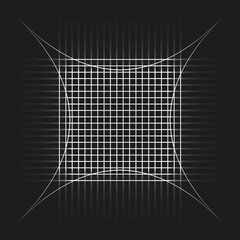 Poster - Abstract grid pattern. Geometric optical illusion. Vector wireframe illustration. Symmetrical perspective composition.