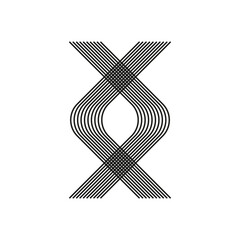 Poster - Ribbon cross icon. Twisted strip X. Geometric loop Vector. Minimal optical figure.