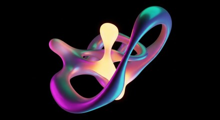 Poster - Abstract Background Fluid Sculpture with Iridescent Colors and Glowing Core