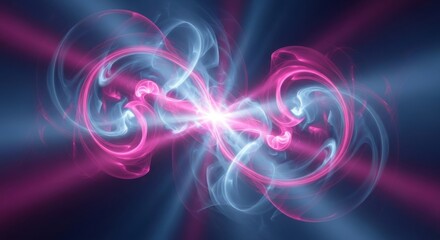 Poster - Abstract Background Energy Swirls With Pink And Blue Light Rays
