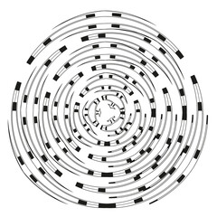 Poster - Dynamic ring pattern. Dashed circular motion. Concentric flow Vector. Abstract radial design.