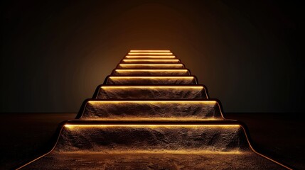Poster - Glowing upward path with illuminated steps leading to success, creating sense of aspiration and achievement