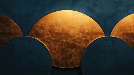 Poster - Abstract gold shapes aligning into harmony over dark background, creating striking visual contrast that evokes elegance and sophistication