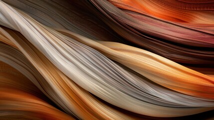 Poster - Curves of different colors blending into harmonious waves, showcasing beautiful interplay of warm tones and smooth textures