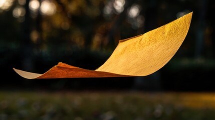 Poster - Floating paper note gently glows in soft evening light, creating serene and tranquil atmosphere