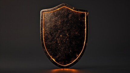 Fototapete - Glowing digital badge or shield with textured surface, radiating abstract design, evokes sense of security and innovation