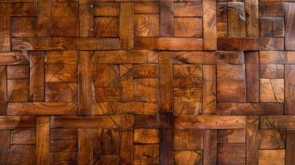 Poster - Rich wooden panel flooring with intricate patterns and textures, showcasing warm, inviting atmosphere