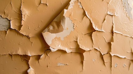 Poster - Peeling paint reveals old surface beneath, showcasing textured and weathered appearance that adds character to wall