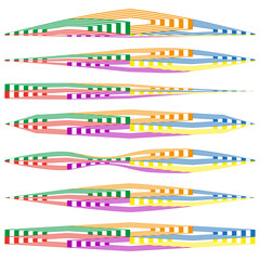 Poster - Arrow wave banner icon. Colorful ribbon sequence. Dynamic motion Vector. Streamlined flow rhythm