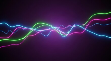 Poster - Colorful Abstract Neon Sound Wave Patterns Glowing Music Visualization Abstract Background