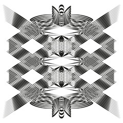 Poster - Ornate mesh icon. Mirrored diamond pattern. Layered grid Vector. Intricate filigree lattice.