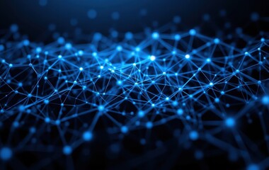 Leinwandbilder - Abstract network structure with blue dots and lines connecting the nodes