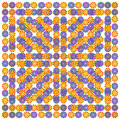 Poster - Arrow dot mosaic. Direction pointer icon. Geometric Vector grid. Vibrant radial pattern.