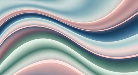 Poster - Fluid Waves Abstract Background Smooth Gradient Waves Light Pastel Colors