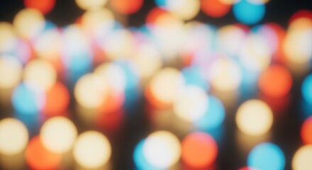 Poster - Vibrant Festive Bokeh Lights Abstract Background with Red Blue and Yellow Orbs