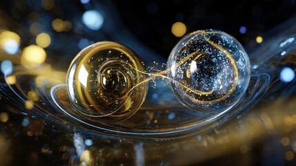 Fototapete - Two interconnected spheres in a swirling abstract design.