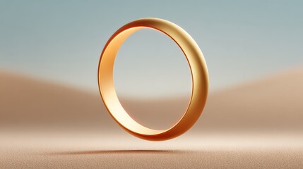 Poster - Elegant glowing ring hovering in the air above a surface with soft shadows and minimalist background