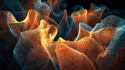 Poster - Abstract design of flowing, textured forms in vibrant colors.