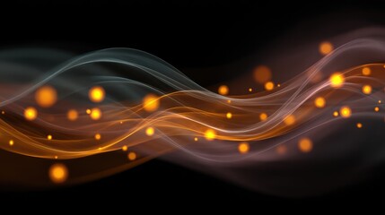 Fototapete - Modern abstract background with swirling lines and scattered glowing dots, symbolizing dynamic idea flow