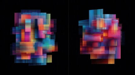 Poster - Colorful abstract design with layered geometric shapes.