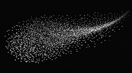 Fototapete - Abstract design of scattered white dots on a black background.
