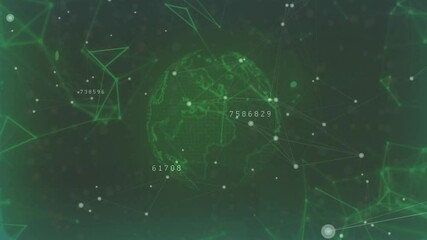Poster - After network mesh fading in, digital globe forming sphere, rotating while nodes animating data
