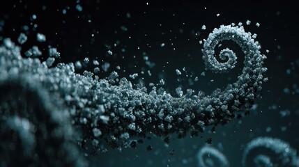 Poster - Abstract spiral of fragmented particles in deep space.