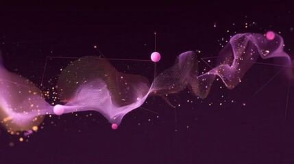 Poster - Abstract digital design with flowing shapes and particles.