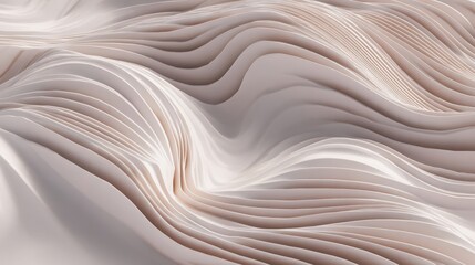 Poster - Abstract design of layered, wavy shapes in light beige tones.