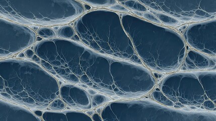 Poster - Intricate network pattern in shades of blue and white.