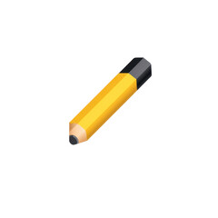 Poster - A simple and elegant 3D icon representing a yellow pencil with a black eraser on a transparent background perfect for creative editing and design projects