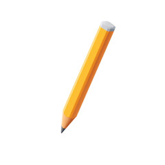 Poster - A stylized yellow pencil with a sharp graphite tip and a white eraser on a transparent PNG background a unique 3D icon design for creative editing tools and graphic design projects