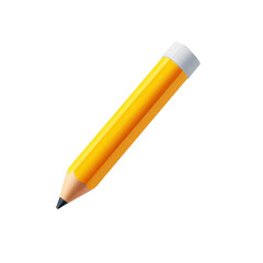 Poster - A Simple Yellow Pencil With a White Eraser on Top Isolated on a Transparent Background a 3D Icon for Editing and Writing Purposes