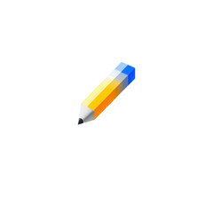 Poster - Abstract 3D Icon of a Sharpened Pencil with a Color Gradient from Yellow to Blue on a Transparent Background for Editing and Design Applications
