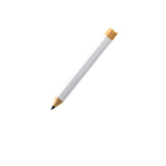 Poster - A simple white wooden pencil with a sharpened graphite tip and a golden eraser end presented as a 3D icon on a transparent PNG background for digital editing and creative design projects