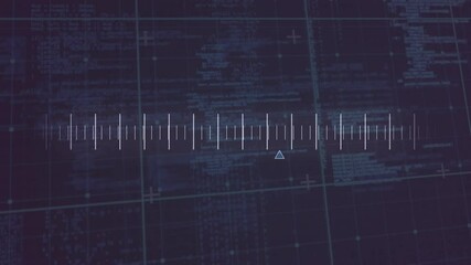 Poster - Starting blue pointer shifting right along scale while grid and code pulsing indicating progress
