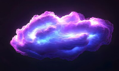 Poster - Colorful cloud formation floating in a dark space with glowing elements