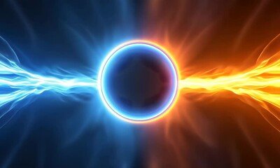 Fototapete - Colorful swirling energy pattern created by glowing blue and orange lights