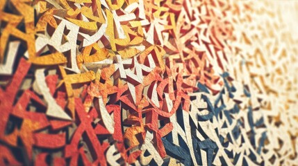 Aufkleber - Abstract design with multicolored, textured shapes.