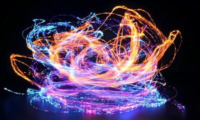 Poster - colorful light trails swirl in dynamic patterns during nighttime display event