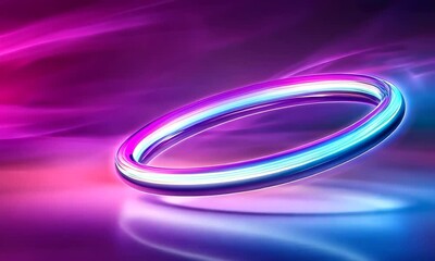 Fototapete - Colorful glowing ring with vibrant lights in a dark background