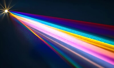 Poster - Colorful light beams creating a stunning rainbow effect in a dark setting