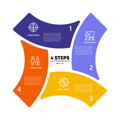 Poster - Circle chart infographic template with 4 options for strategy presentations. Vector illustration Eps