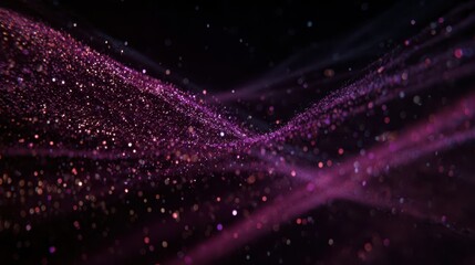 Poster - Abstract design of swirling, sparkling particles in shades of purple.